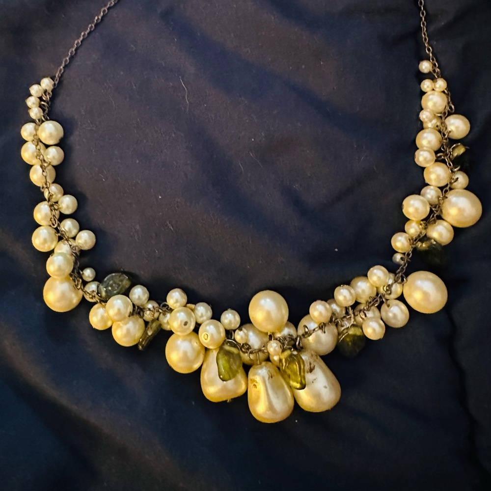 Women’s Banana Republic Necklace Faux Pearl Pear Shape and Bead   18 Inch